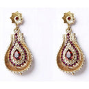 Kriaa Gold Plated Pink Austrian Stone Dangler Earrings - 1302107