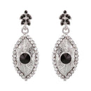 Kriaa Black Austrian Stone Rhodium Plated Dangler Earrings - 1302129