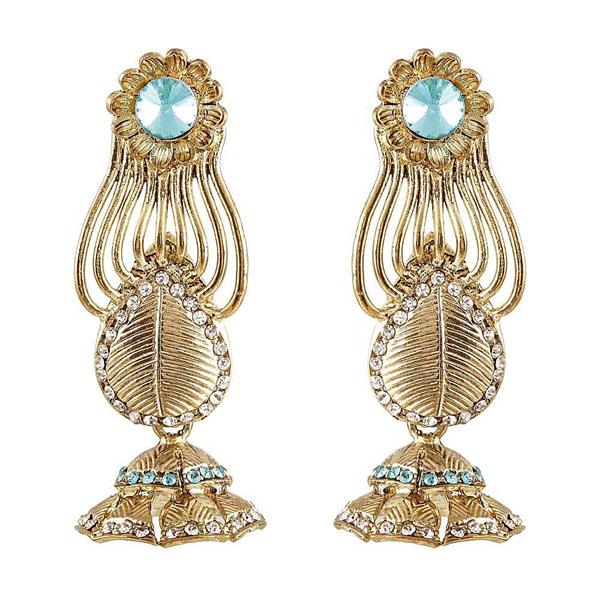 Kriaa Blue Austrian Stone Gold Plated Dangler Earrings - 1302202