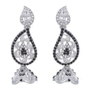 Kriaa Black Austrian Stone Silver Plated  Dangler Earrings - 1302332