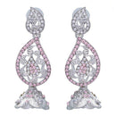 Kriaa Pink Austrian Stone Silver Plated Dangler Earrings - 1302334