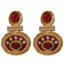 Kriaa Austrian Stone Gold Plated Meenakari Dangler Earrings - 1303137