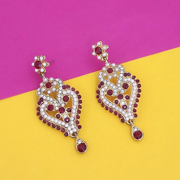 Kriaa Gold Plated Purple Stone Dangler Earrings