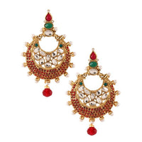 Kriaa Gold Plated Stone Dangler Earrings - 1303738