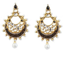 Kriaa Kundan Austrian Stone Gold Plated Chandbali Earrings - 1303784