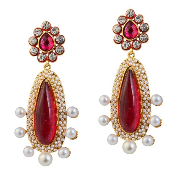 Kriaa Gold Plated Stone Dangler Earrings - 1303793