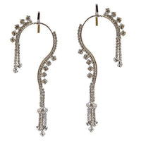 Tip Top Fashions White Austrian Stone Rhodium Plated  Ear Cuff - 1303804