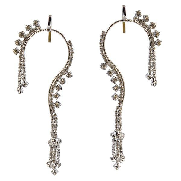 Tip Top Fashions White Austrian Stone Rhodium Plated  Ear Cuff - 1303804