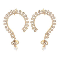 Tip Top Fashions White Austrian Stone Gold Plated Ear Cuff - 1303821