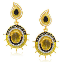 Kriaa Black Meenakari Austrian Stone Dangler Earrings - 1304606