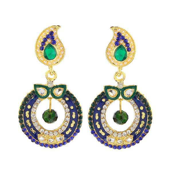 Kriaa Purple And Green Meenakari Kundan Pack Of 6 Dangler Earrings - 1304616