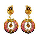 Kriaa Gold Plated White Austrian Stone And Meenakari Dangler Earrings