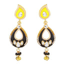 Kriaa Black Meenakari Austrian Stone Dangler Earrings - 1304624