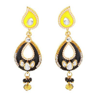 Kriaa Black Meenakari Austrian Stone Dangler Earrings - 1304624