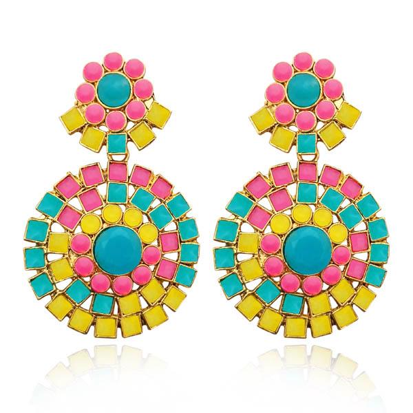 Kriaa Multicolor Pota Stone Dangler Earrings - 1304956A