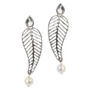 Kriaa Silver Plated  Leaf Design Kundan Dangler Earrings - 1305029