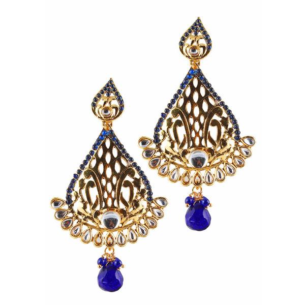 Kriaa Kundan Gold Plated Dangler Earrings - 1305037