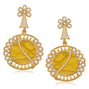 Kriaa Gold Plated Pearl Resin Dangler Earrings