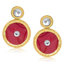 Kriaa Gold Plated Kundan Resin Dangler Earrings - 1305414