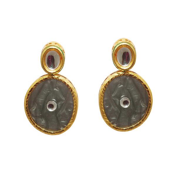 Kriaa Kundan Resin Gold Plated Dangler Earrings - 1305443