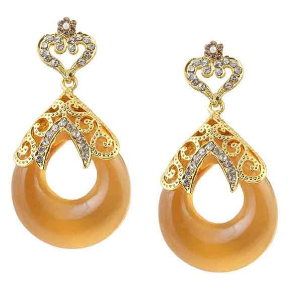 Kriaa Yellow Stone Gold Plated Dangler Earrings - 1305714