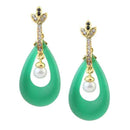 Kriaa Austrian Stone  Gold Plated Green Resin Dangler Earrings - 1305719