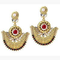 Kriaa Red Austrian Stone Gold Plated Dangler Earrings