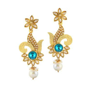 Kriaa Blue Austrian Stone Gold Plated Pack Of 6 Dangler Earrings - 1305740