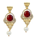 Kriaa Maroon Stone Pearl Gold Plated Pack Of 6 Dangler Earrings