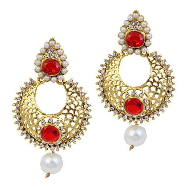 Kriaa Austrian Stone Pearl Drop Gold Plated Chandbali Earrings