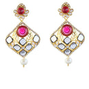 Kriaa Stone Meenakari Gold Plated Dangler Earrings - 1306001