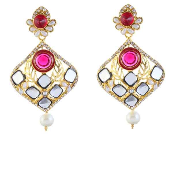 Kriaa Stone Meenakari Gold Plated Dangler Earrings - 1306001