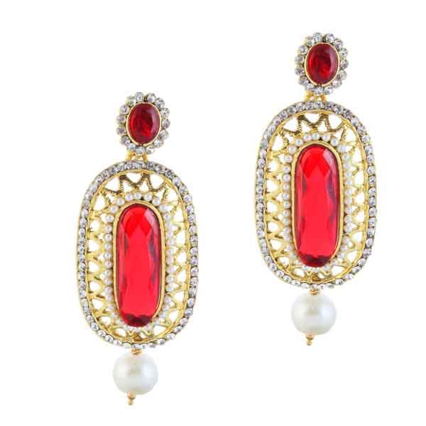 Kriaa Stone Pearl Drop Gold Plated Pack Of 6 Dangler Earrings
