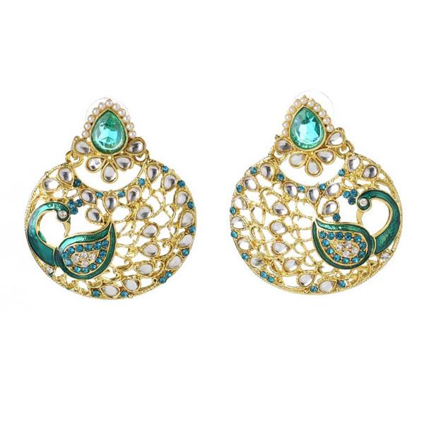 Kriaa Meenakari Gold Plated Stone Peacock Earrings