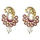 Kriaa Kundan Meenakari Gold Plated Dangler Earrings - 1306025