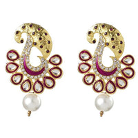 Kriaa Kundan Meenakari Gold Plated Dangler Earrings - 1306025