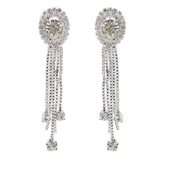 Tip Top Fashions Austrian Stone Rhodium Plated Dangler Earrings - 1306109