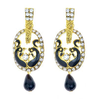 Kriaa Meenakari Stone Peacock Design Dangler Earrings