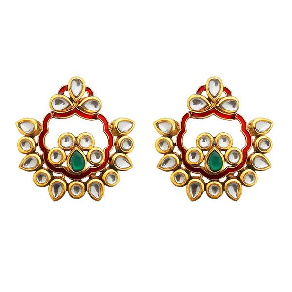 Kriaa Gold Plated Kundan Meenakari Dangler Earrings - 1306315B