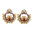 Kriaa Blue Meenakari Kundan Dangler Earrings - 1306315C