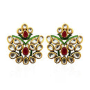 Kriaa Maroon Stone Kundan Dangler Earrings - 1306317A