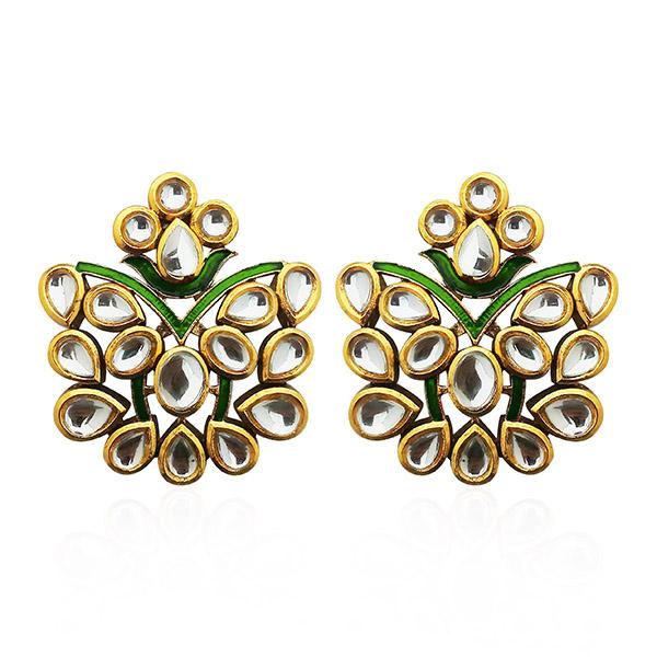 Kriaa Kundan Gold Plated Dangler Earrings - 1306317B