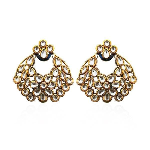 Kriaa Kundan Stone Gold Plated Dangler Earrings