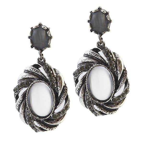 Urbana Austrian Stone Black Oxidised Dangler Earrings - 1306535