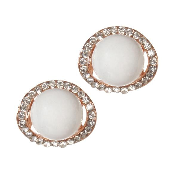 Urbana Glass Pearl Studs Rose Gold Plated Stud Earrings - 1306801