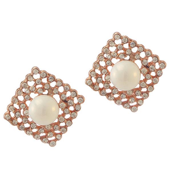 Urbana Glass Pearl Austrian Stone Stud Earrings - 1306811