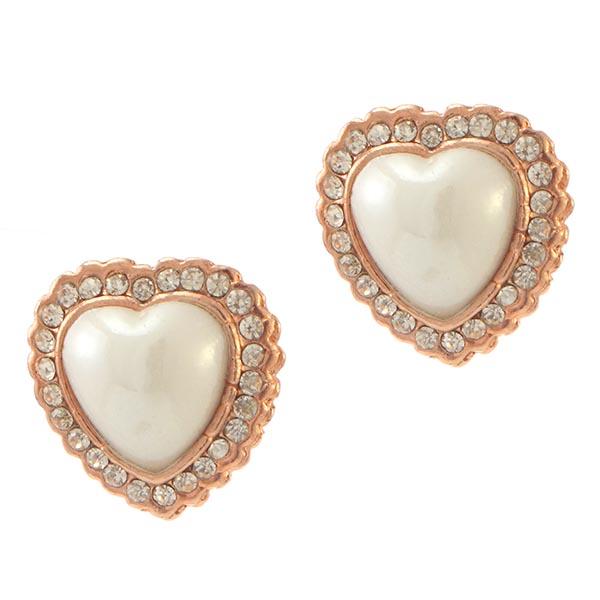 Urbana Glass Pearl Rose Gold Plated  Stud Earrings - 1306812