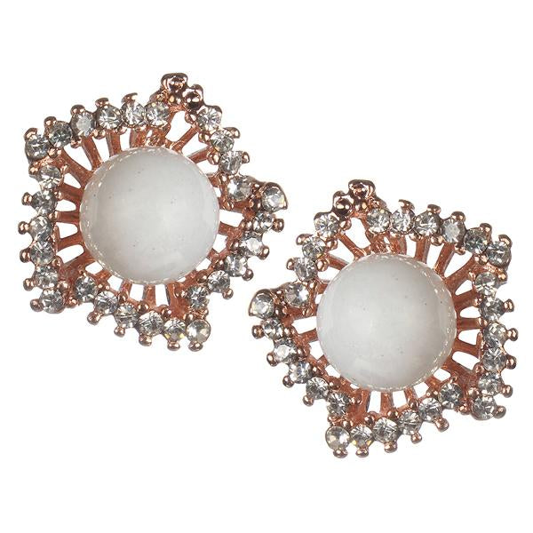 Urbana Pearl Austrian Stone Rose Gold Plated Stud Earrings - 1306814