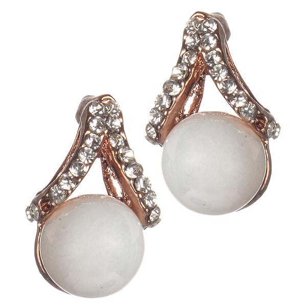 Urbana White Pearl Stone Gold Plated Earrings - 1306815