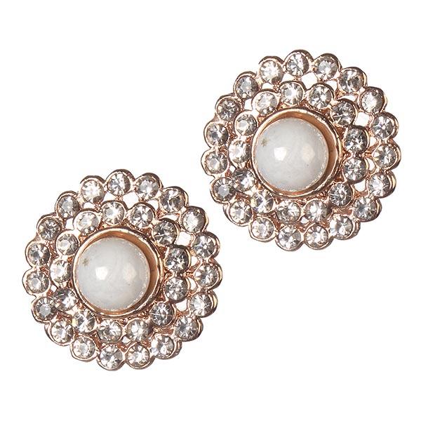 Urbana Glass Pearl Rose Gold Plated  Stud Earrings - 1306816